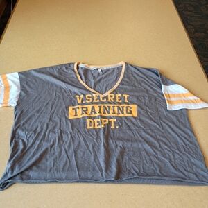 PINK Victoria's Secret Gray and Yellow Short Sleeve Tee